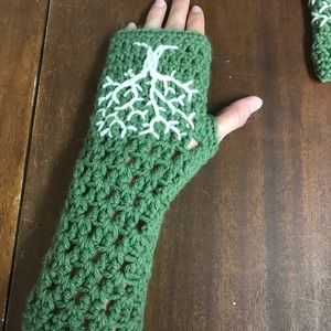 CUTE Green Hand knitted Hand Warmers